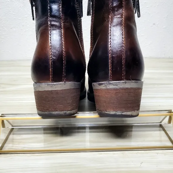 Circle G Burnished Brown Leather Double Zipper Women’s Booties Boots Size 7.5