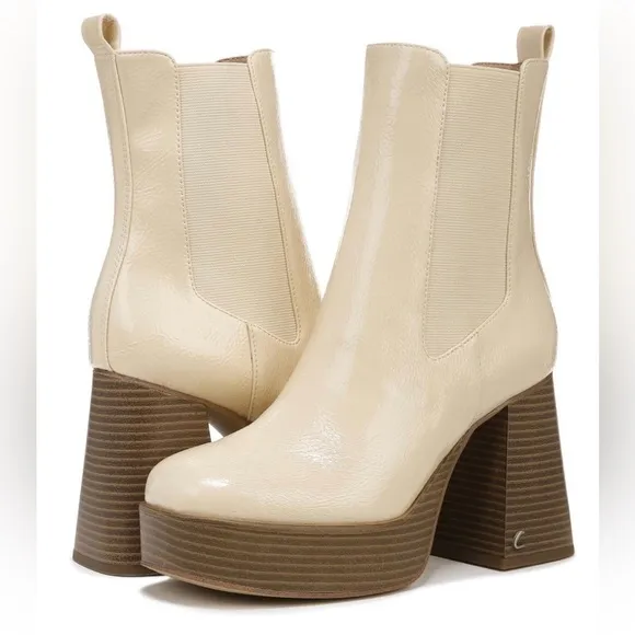 CIRCUS NY Patent Leather Stace Platform Boot Eggshell