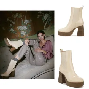 CIRCUS NY Patent Leather Stace Platform Boot Eggshell