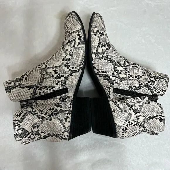 Circus Sam Edelman Pipper Ivory and Black Snake Print Ankle Boots Booties 9.5 Wo