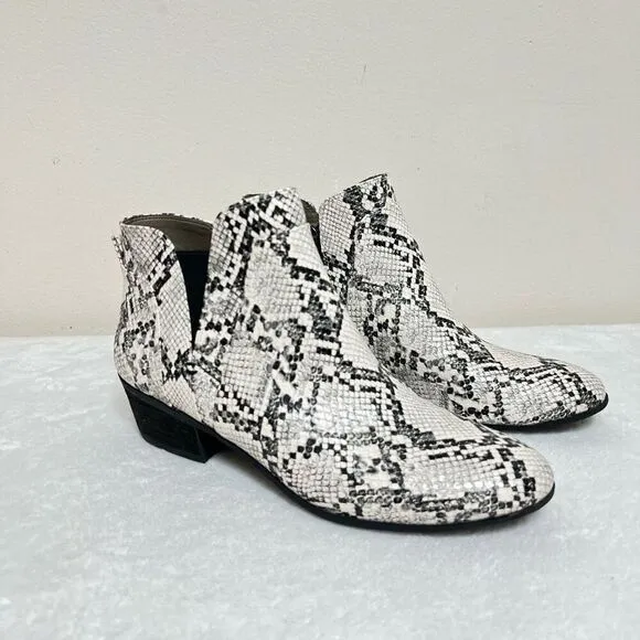 Circus Sam Edelman Pipper Ivory and Black Snake Print Ankle Boots Booties 9.5 Wo