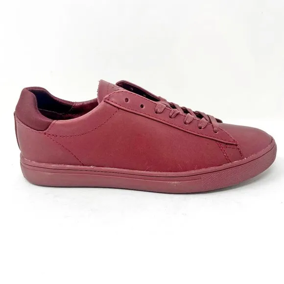 Clae Bradley Merlot Full Grain Leather Red Mens Casual Sneakers