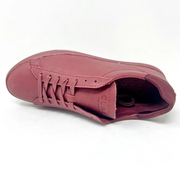 Clae Bradley Merlot Full Grain Leather Red Mens Casual Sneakers