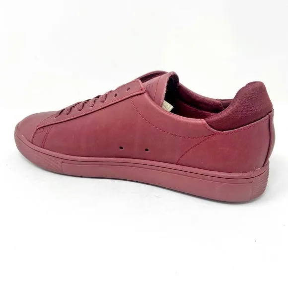 Clae Bradley Merlot Full Grain Leather Red Mens Casual Sneakers
