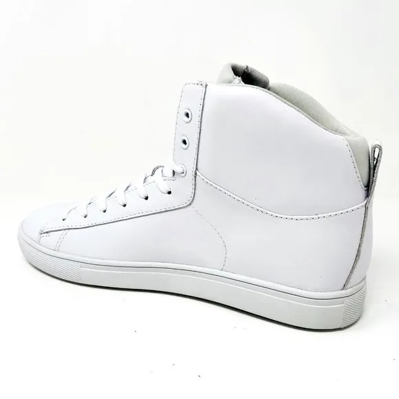 Clae Frazier White Leather Mens Mid Casual Premium Sneakers