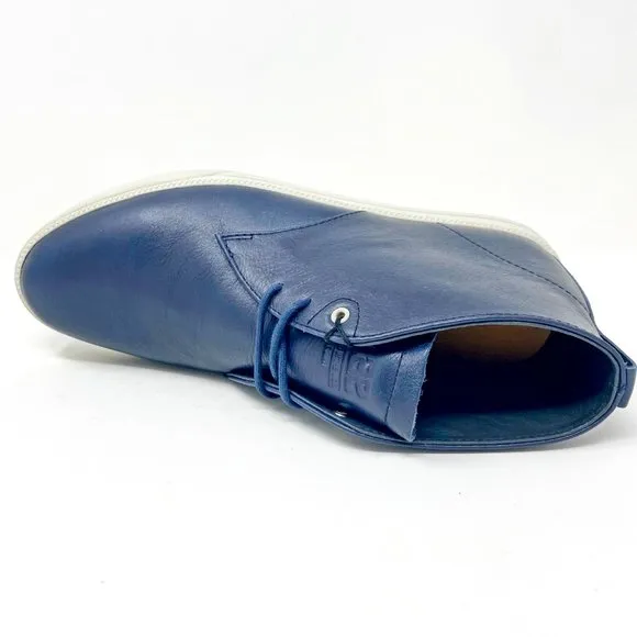 Clae Strayhorn Leather Navy Leather Mens Casual Sneakers