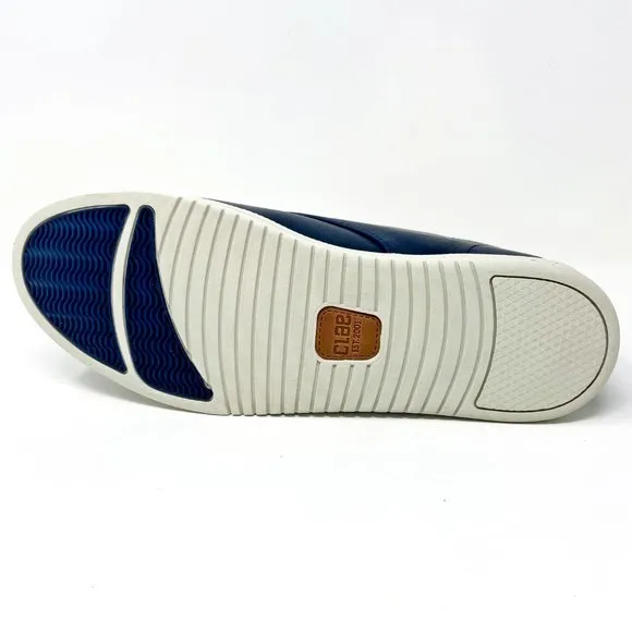 Clae Strayhorn Leather Navy Leather Mens Casual Sneakers