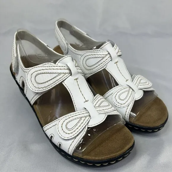Clarks Bendables Womens Lexi Walnut Q White Sandals Summers Comfy Walk Shoes 7M