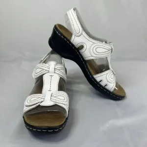 Clarks Bendables Womens Lexi Walnut Q White Sandals Summers Comfy Walk Shoes 7M