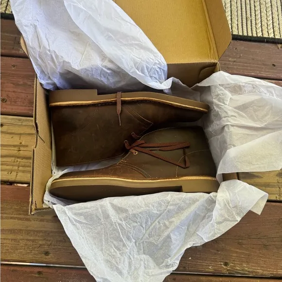 Clarks Brown Chukka Boots with Distressed Leather