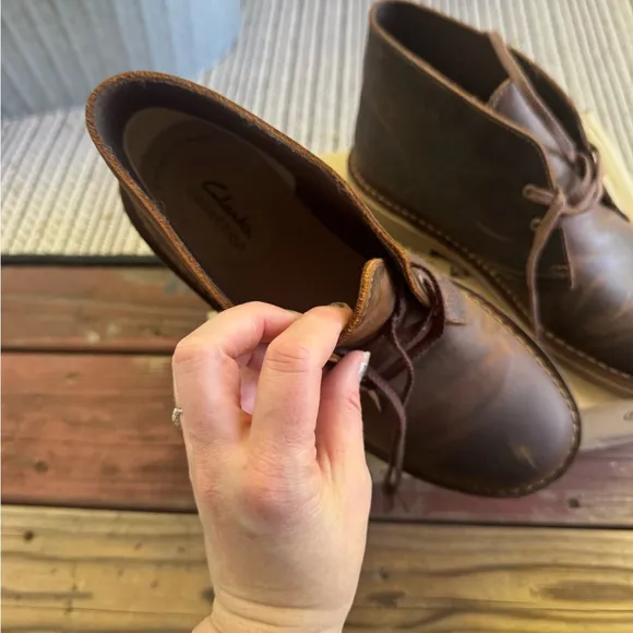 Clarks Brown Chukka Boots with Distressed Leather