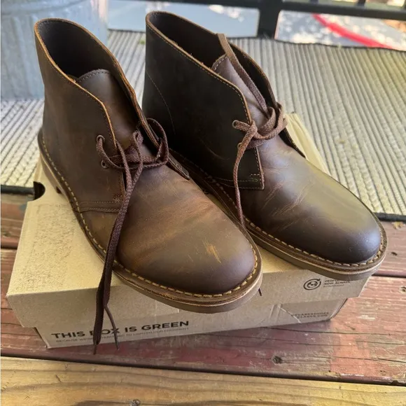 Clarks Brown Chukka Boots with Distressed Leather