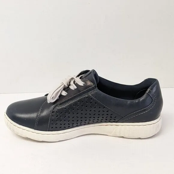 Clarks Caroline Ella Sneakers, Navy Leather, Women's 8.5
