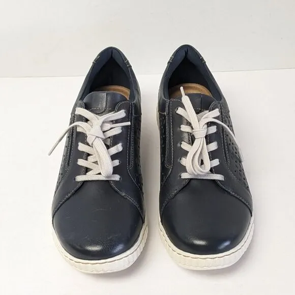 Clarks Caroline Ella Sneakers, Navy Leather, Women's 8.5