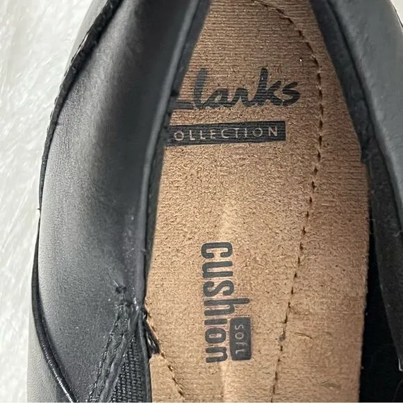 Clarks Emslie Warbler Black Leather Slip On Heeled Shoe -- 9.5M