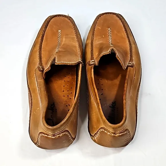 Clarks England Mens Tan Leather Loafers Size 10.5