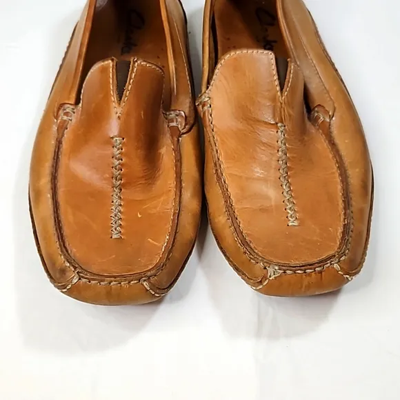 Clarks England Mens Tan Leather Loafers Size 10.5