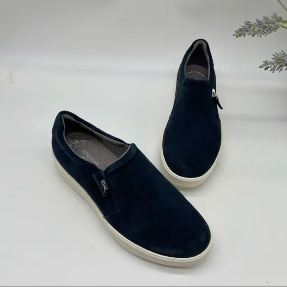 Clarks Layton Step Slip On Cushioned Sneakers in Navy SuedeSize 7W
