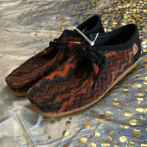 Clarks Men Shacre II Step Moccasin Wool Black Red Aztec wallabee shoes size 9.5