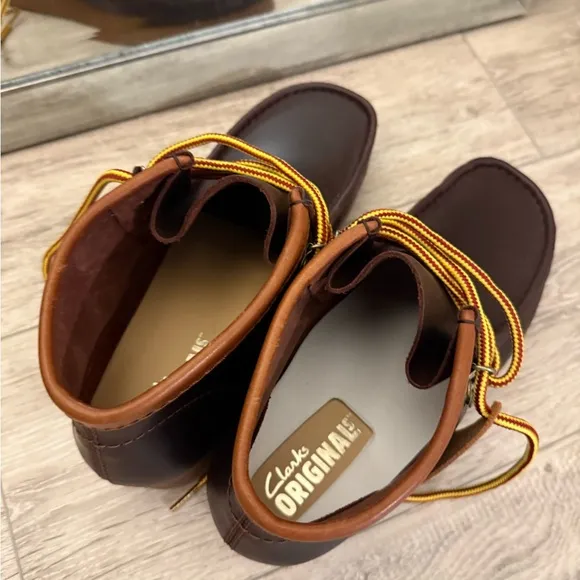 Clarks Wallace Brown Chukka Boots with Moc Toe Design