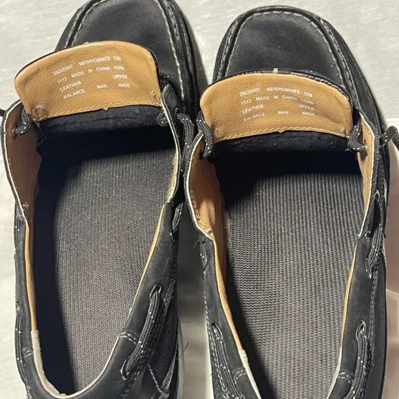 Clarks Waterloo Men 12 Leather Boat Shoe Black Lace Up Comfort Slip On Loafer