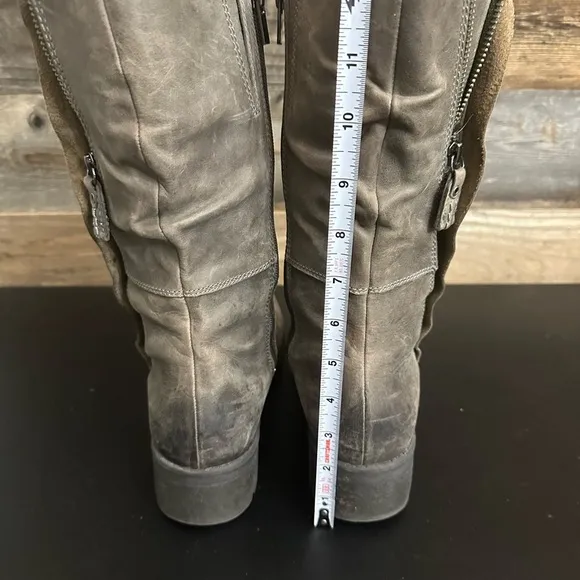 Clarks Women’s Mansi Juniper Midcalf Leather Moto Boots Gray Brown Size 9.5 M
