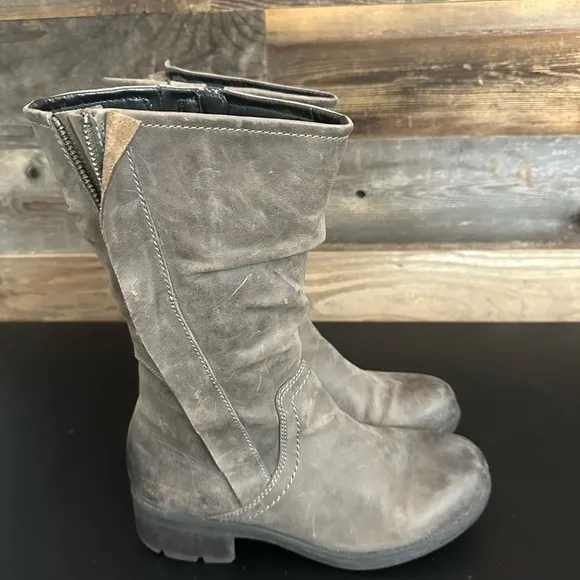 Clarks Women’s Mansi Juniper Midcalf Leather Moto Boots Gray Brown Size 9.5 M