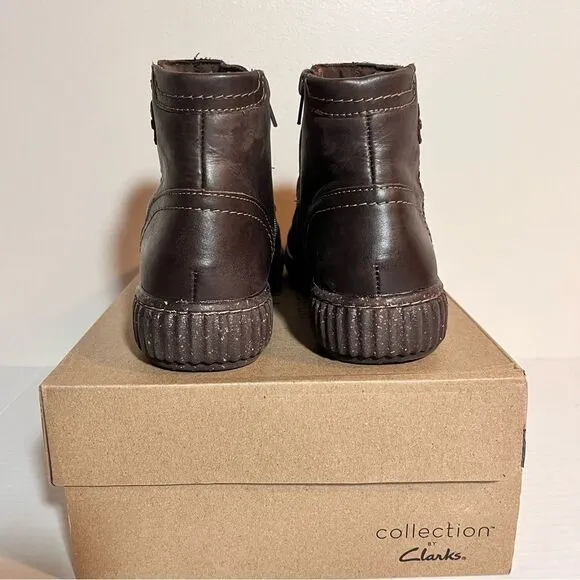Clarks Collection Caroline Orchid Leather Ruched Ankle Boots