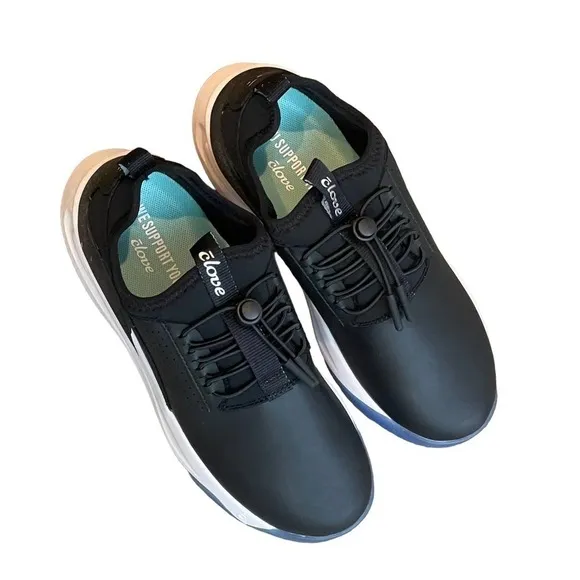 Clove Lace Up Comfort Nursing Healthcare Night Shift Shoes Black White Size 6.5W