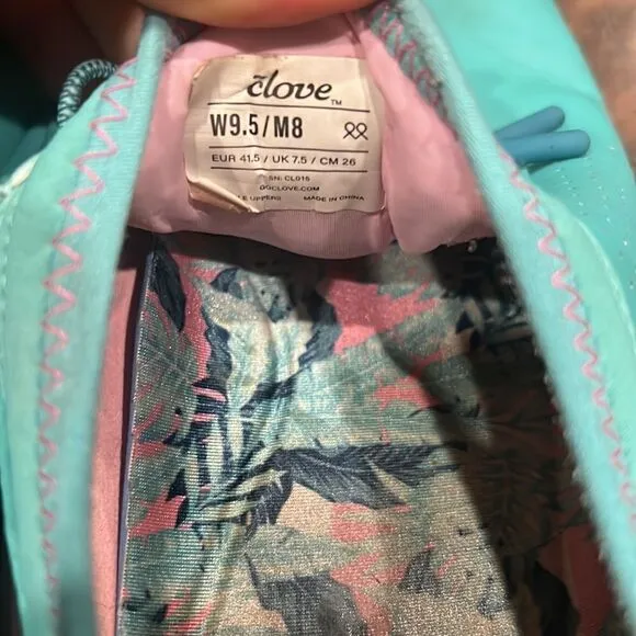 Clove Shoes Limited Edition PACIFIC PALM Teal Nursing Sneakers Women size 9.5