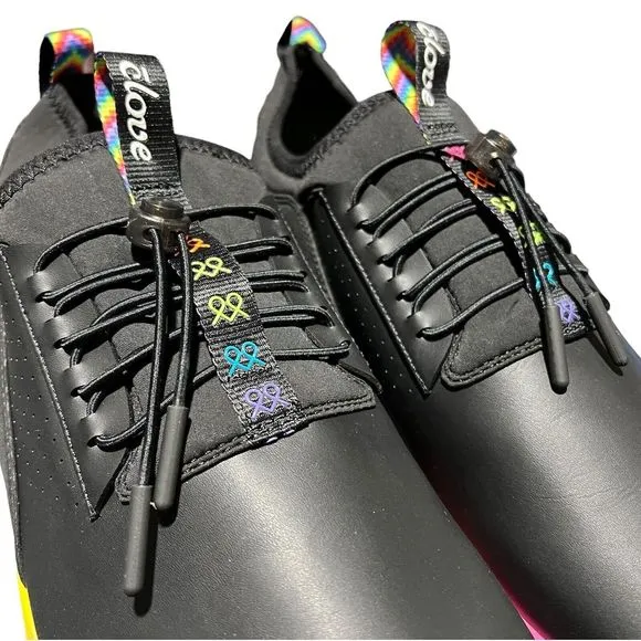 Clove Shoes Men’s 13 Black Rainbow Sneakers Healthcare Nursing Pride Colorful