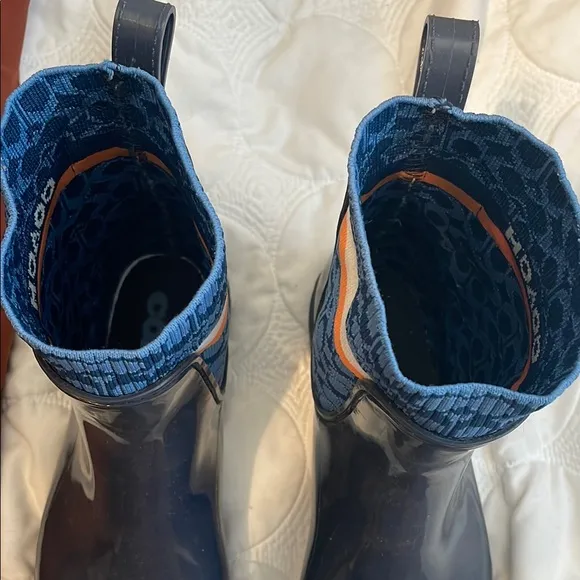 Coach Blue Rain Boots with Logo Detail