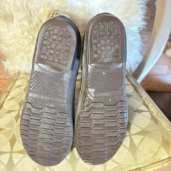 Coach Brown Slip-on Logo &amp; Rubber Rain Boots