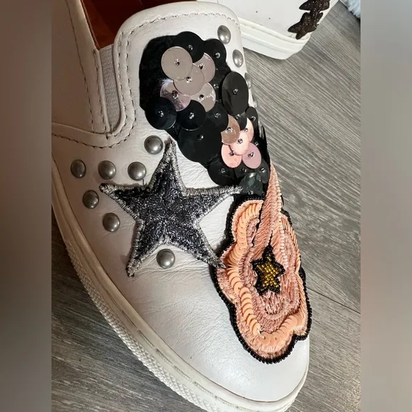Coach C115 Sneakers With Sequins And Star Patches. Size 5