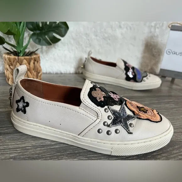 Coach C115 Sneakers With Sequins And Star Patches. Size 5