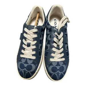 Coach Clip Low Top Sneaker In Signature Chambray sz 7 Midnight Navy.