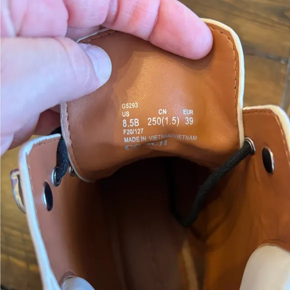 Coach Cream Lorimer Combat Boots Size 8.5