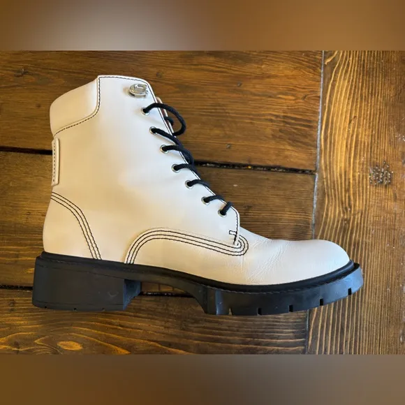Coach Cream Lorimer Combat Boots Size 8.5