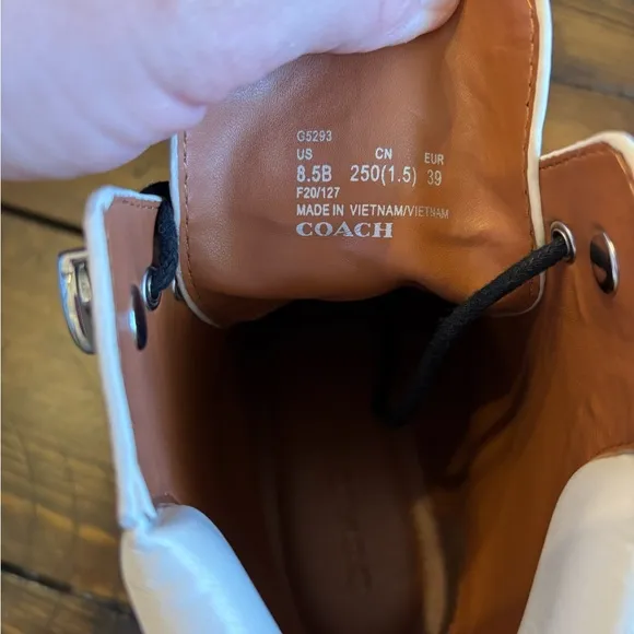 Coach Cream Lorimer Combat Boots Size 8.5