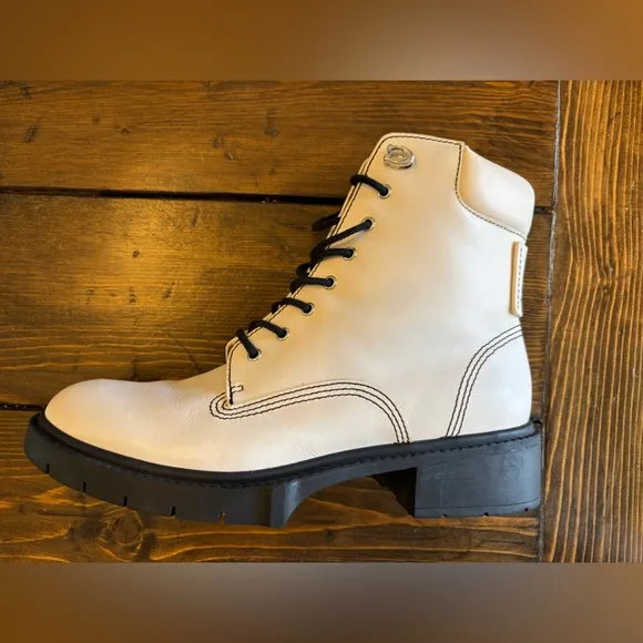 Coach Cream Lorimer Combat Boots Size 8.5