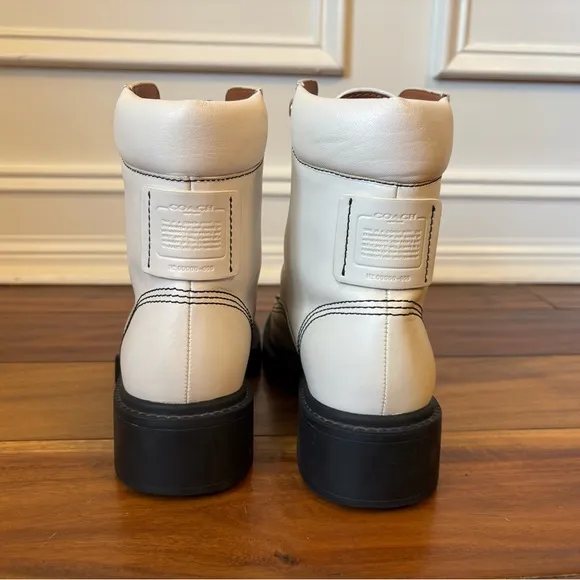 Coach Cream Lorimer Combat Boots Size 8.5