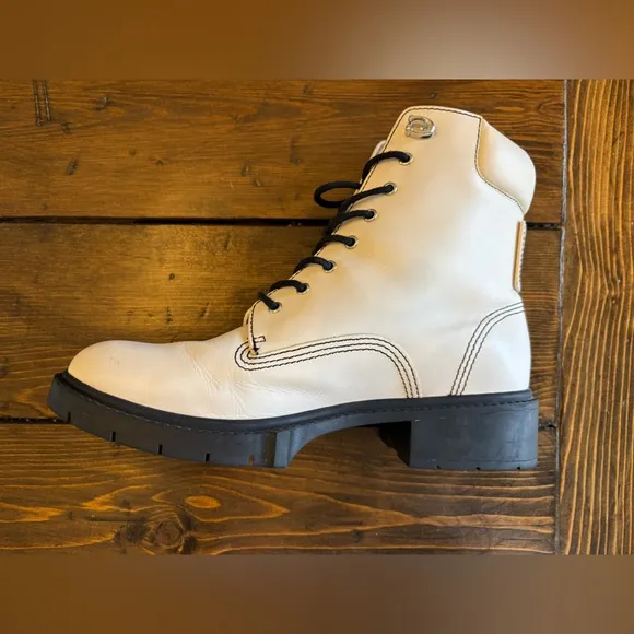 Coach Cream Lorimer Combat Boots Size 8.5