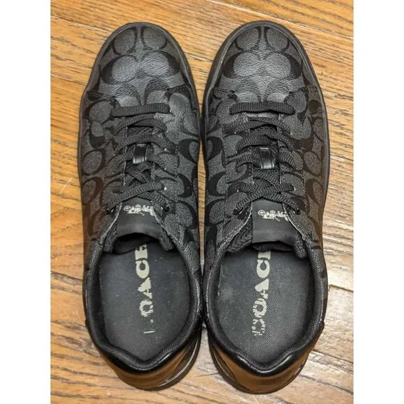 COACH G4949 Men's Low Line Signature Low Top Sneakers Black Charcoal Size 11.5D‎