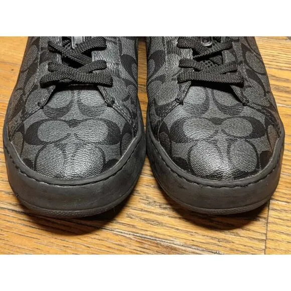 COACH G4949 Men's Low Line Signature Low Top Sneakers Black Charcoal Size 11.5D‎