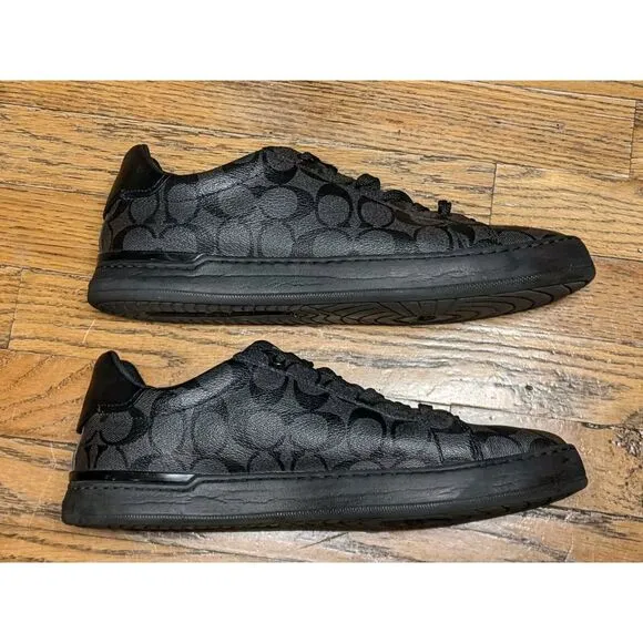 COACH G4949 Men's Low Line Signature Low Top Sneakers Black Charcoal Size 11.5D‎