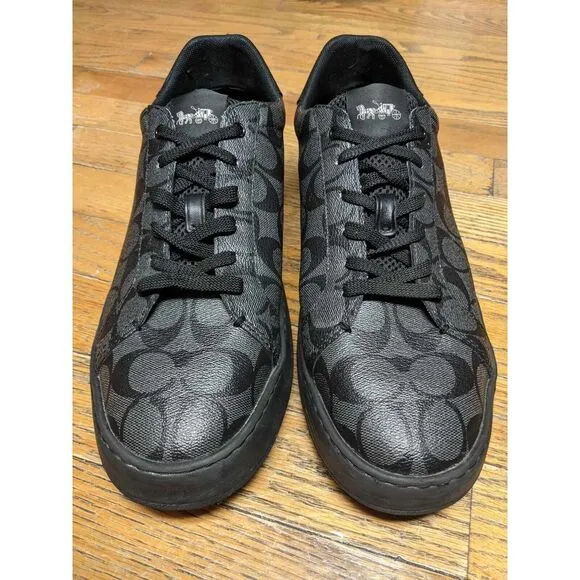 COACH G4949 Men's Low Line Signature Low Top Sneakers Black Charcoal Size 11.5D‎