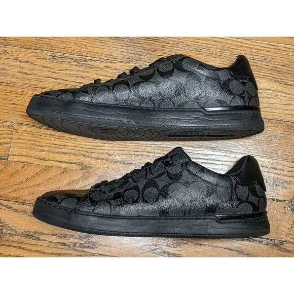 COACH G4949 Men's Low Line Signature Low Top Sneakers Black Charcoal Size 11.5D‎