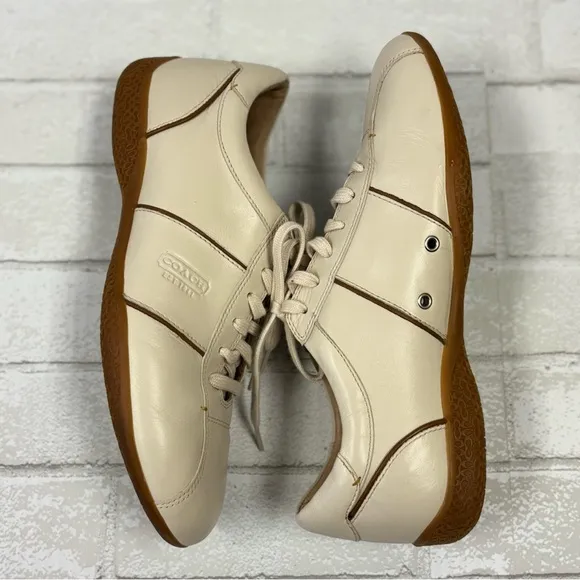 Coach Meyer Leather Men's Cream Casual Sneakers Size 10.5M