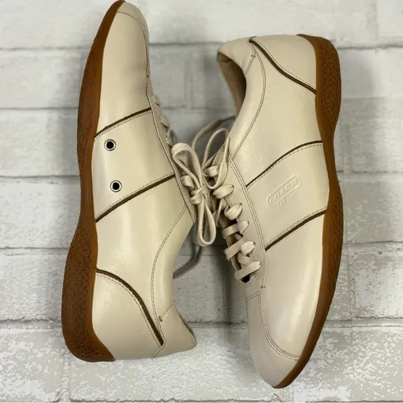 Coach Meyer Leather Men's Cream Casual Sneakers Size 10.5M