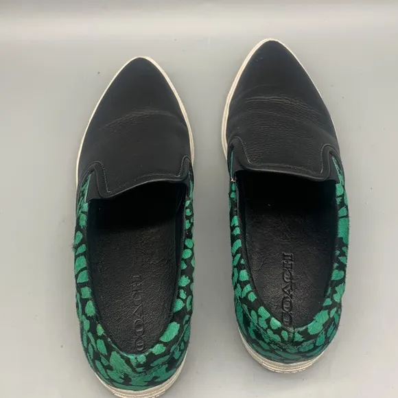 COACH SAMPLE LEATHER LEOPARD SLIP-ON SNEAKERS SIZE 9